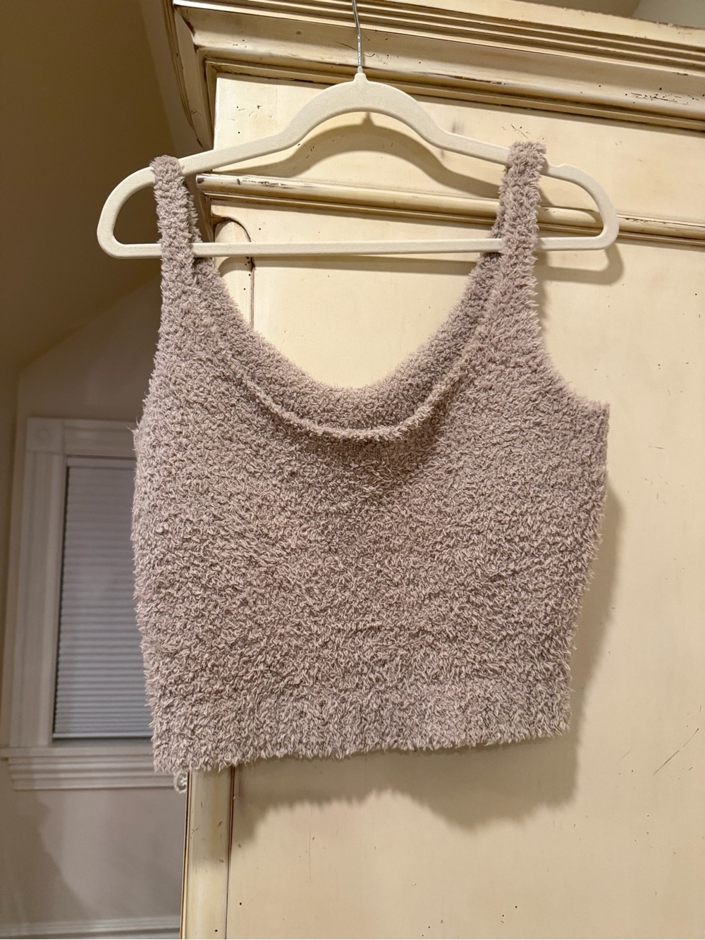 SKIMS Fuzzy Scoop Tank Top - Light Taupe